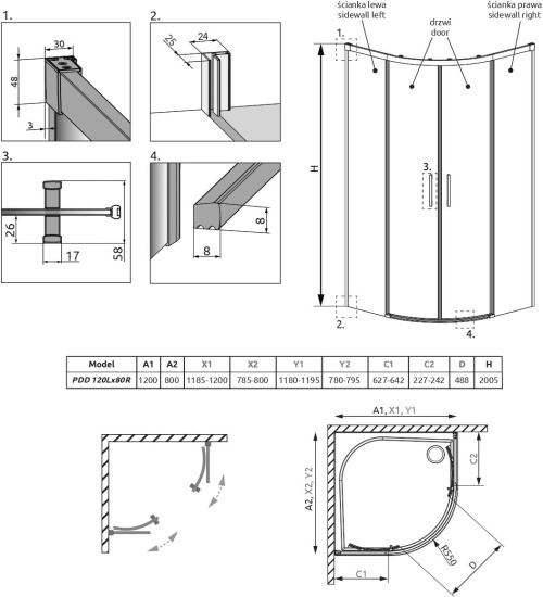 Душевой уголок Radaway Idea Black PDD 120х80