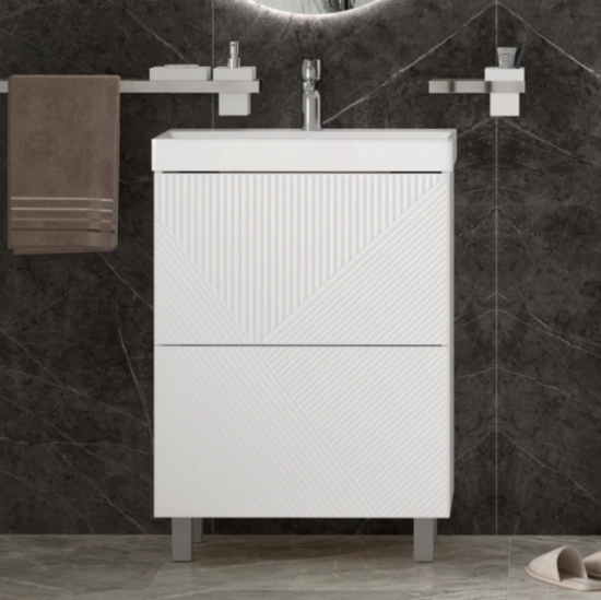 Тумба с раковиной Velvex Edge 60.2Y напольная, белая