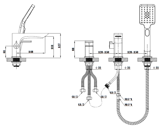 Смеситель для ванны Esko Vela PB 355B