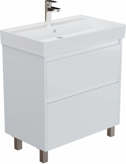 Тумба с раковиной Aquanet Nova Lite 2.0 60 напольная, белый глянец