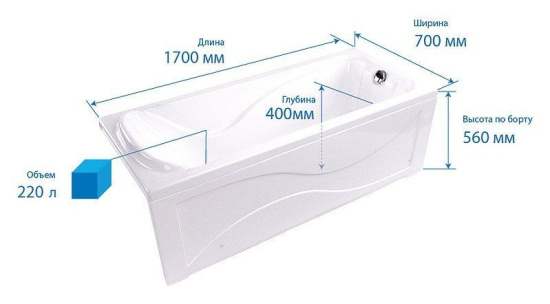 Акриловая ванна Triton Катрин 170х70 см