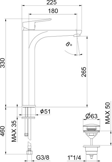 Смеситель для раковины Webert Sax Evolution SE830402740 белый