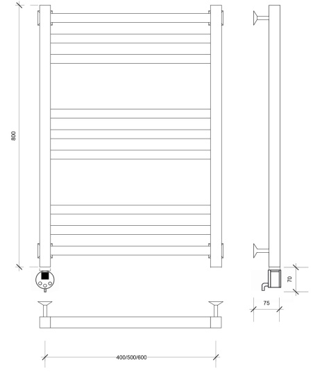 Полотенцесушитель электрический Secado Корато 3 80/50 L, хром