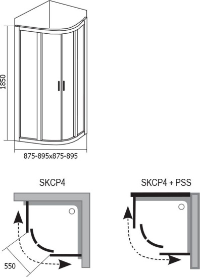 Душевой уголок Ravak SKCP4-90 Transparent, профиль белый