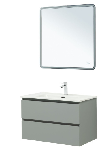 Тумба с раковиной Aquanet Вега 2.0 80 2 ящика, мисти грин, раковина Flat