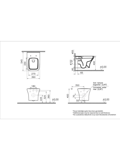 Унитаз подвесной VitrA Zentrum Square 7484B003-0075