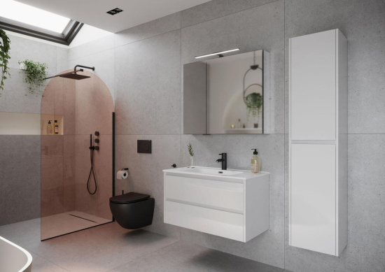 Тумба с раковиной Sancos Libra 90 белый глянец