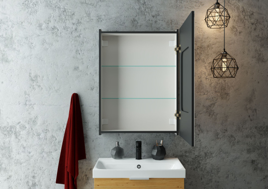 Зеркало-шкаф Art&Max Techno 60 с подсветкой, черное