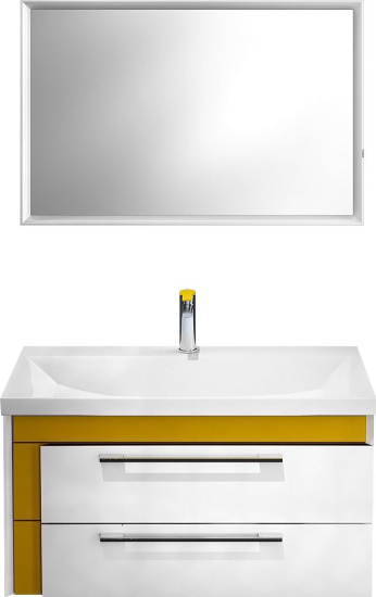 Тумба под раковину Iddis Color Plus 90 белая, горчичная