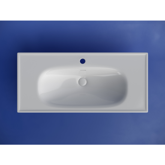 Тумба с раковиной Sancos Code 100 подвесная, белая матовая, раковина белая