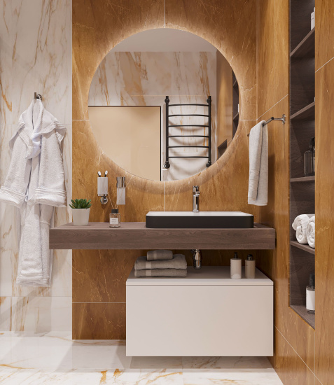 Мебель для ванной с раковиной Duravit Happy D.2 Plus 60: столешница 120, дуб карпентер, без отверстий + тумба 80