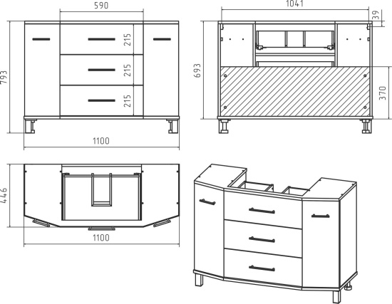 Мебель для ванной Misty Терра 110 серая