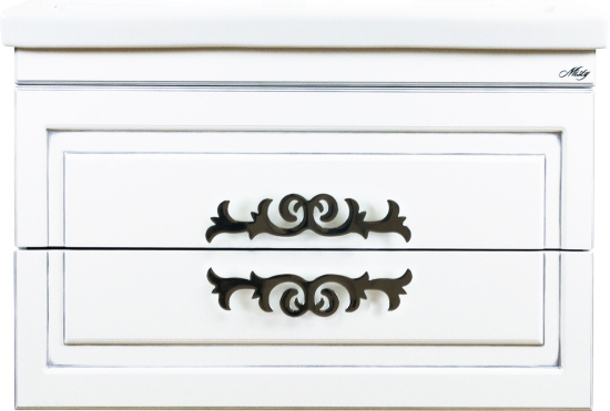 Мебель для ванной Misty Дели 70 белая, патина серебро