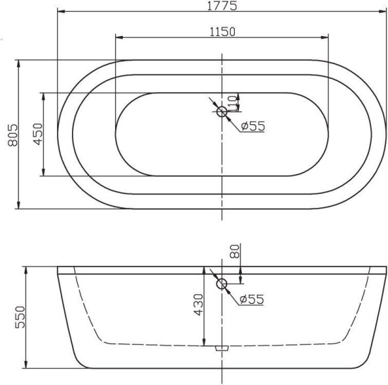 Акриловая ванна BelBagno BB12 180 см