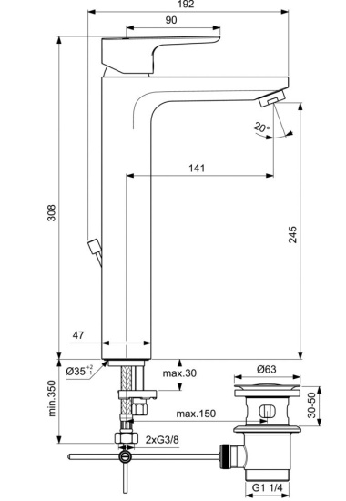 Смеситель для раковины Ideal Standard Ceraplin III Slim BC561AA