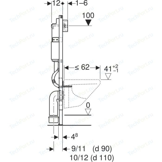 Инсталляция для унитаза Geberit Duofix UP100 458.103.00.1 с кнопкой смыва Delta 11 115.120.21.1