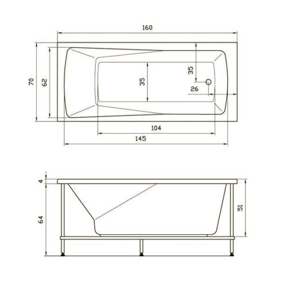Акриловая ванна Aquatika Авентура 160 см Standart
