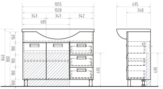 Мебель для ванной Vigo Diana 105