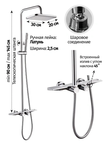 Душевая система Grocenberg GB7038CR термостат