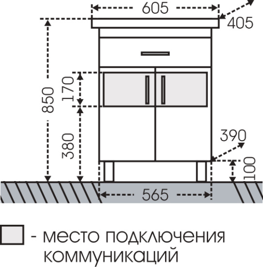 Тумба с раковиной СанТа Дублин 60 с 1 ящиком