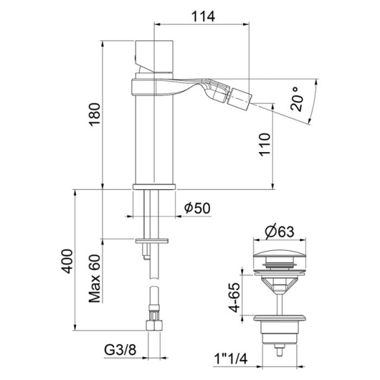 Смеситель для биде Webert One-B NB840102741 белый