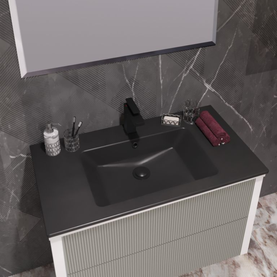 Тумба с раковиной Opadiris Рубинно 90 Лофт серая, подвесная