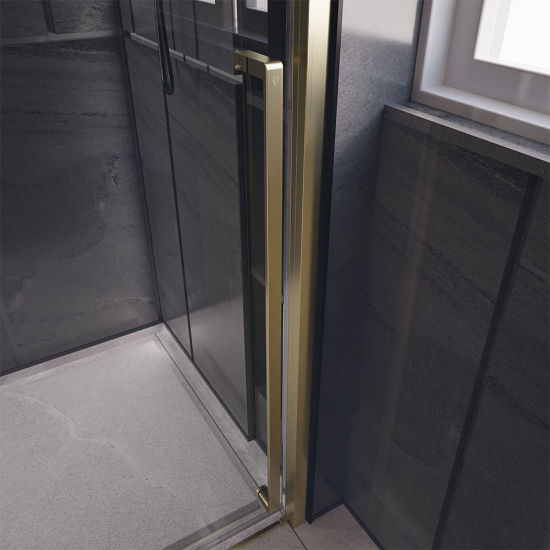 Душевая дверь в нишу Veconi Premium Trento PTD-30G 150 см, профиль золото