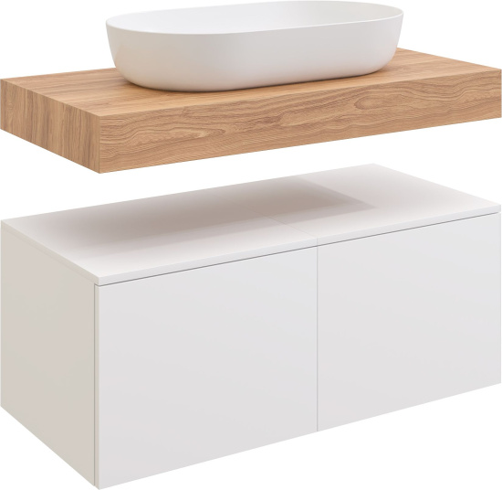 Столешница с раковиной Duravit Luv 60, дуб французский, 100, без отверстий + 2 тумбы 50
