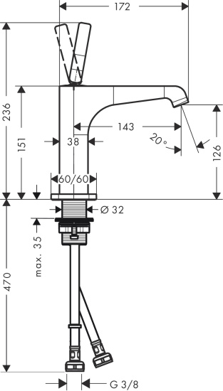 Смеситель для раковины Axor Citterio E 36101140 шлифованная бронза