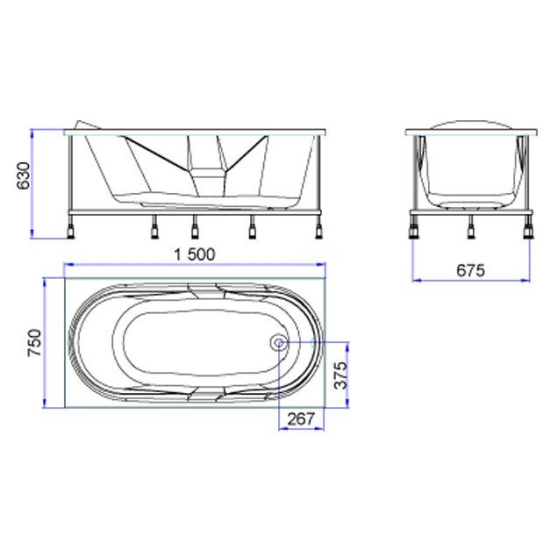Акриловая ванна Akrilan Rio Ondo 150