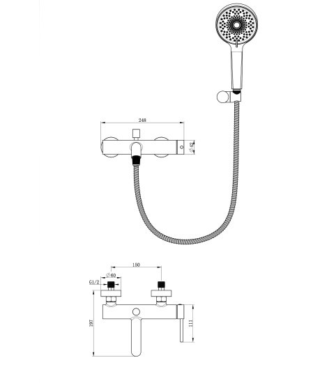 Смеситель для ванны Wonzon & Woghand Stick WW-88639017-BGM