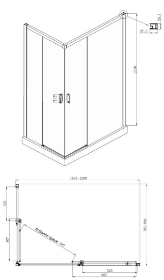 Душевой уголок Ambassador Queen 11011106R 120x80 см