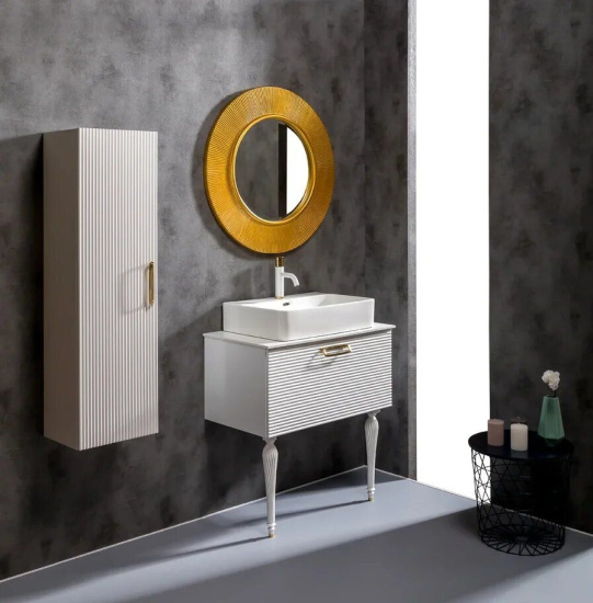 Тумба с раковиной Armadi Art Vallessi Avantgarde Linea 80, белая, с накладной раковиной