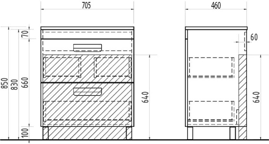 Мебель для ванной Vigo Plaza 70 2 ящика
