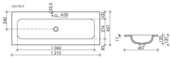 Мебельная раковина Sancos Element 121 CN7017