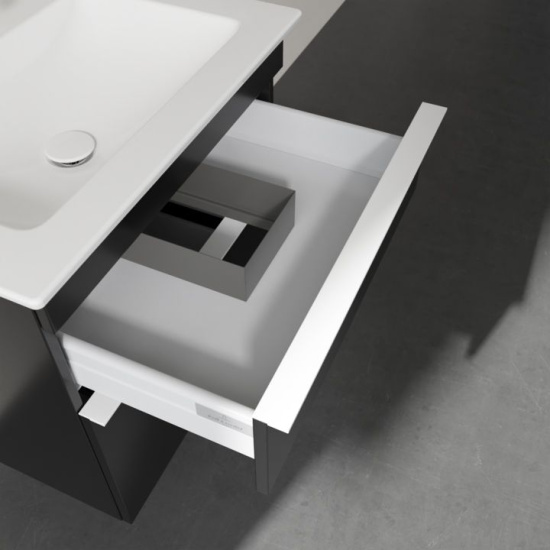 Тумба с раковиной Villeroy & Boch Venticello A92402 60 black matt lacquer, с белыми ручками