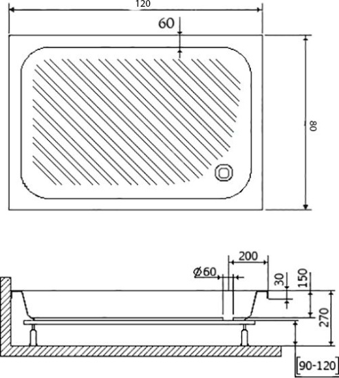 Поддон для душа RGW B/CL-S-A 16180282-51-A 80х120