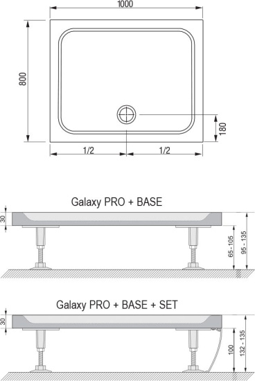Поддон для душа Ravak Gigant Pro 100х80 Chrome