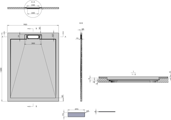 Поддон для душа Vincea VST-4SRL9012G 120x90 серый, с сифоном