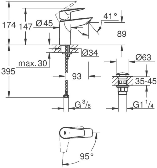 Смеситель для раковины Grohe Start Edge 23900001