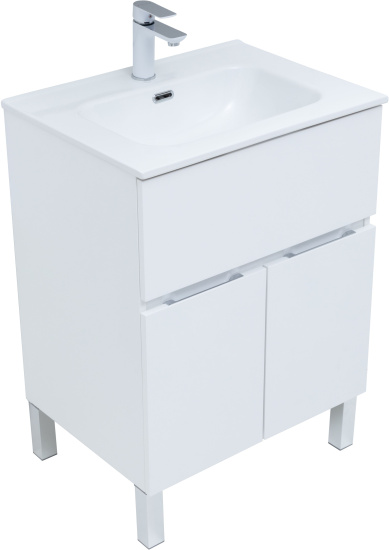 Мебель для ванной Aquanet Алвита new 60 напольная, белая матовая, с дверками и ящиком