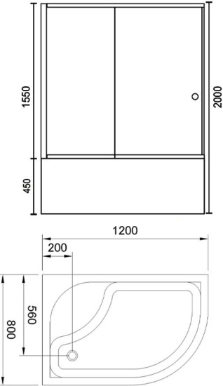 Душевой уголок Royal Bath RB 8120BK-C-CH L, с поддоном