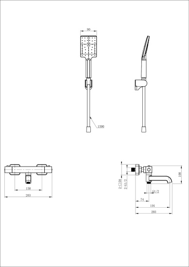 Смеситель для ванны Wonzon & Woghand Stay 3 WW-B2026-A1-MW с термостатом