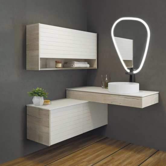 Тумба с раковиной Comforty Клеон R, 120, подвесная, дуб дымчатый