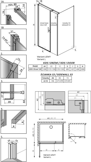 Душевой уголок Radaway Nes KDS I 120x70 L