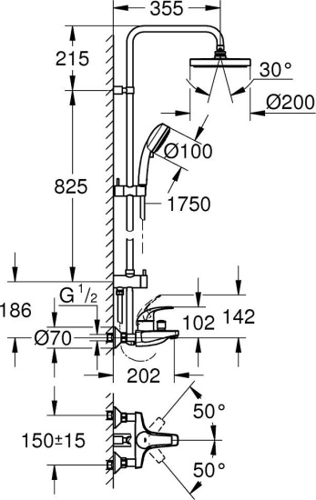 Душевая стойка Grohe Tempesta Cosmopolitan 26305001