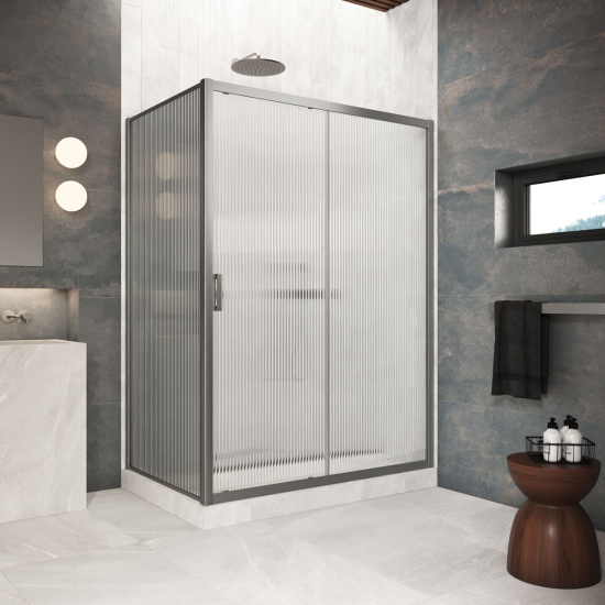 Душевой уголок Vegas Glass ZP+ZPV Protec 125*80 11 Moru, профиль оружейная сталь, стекло Moru