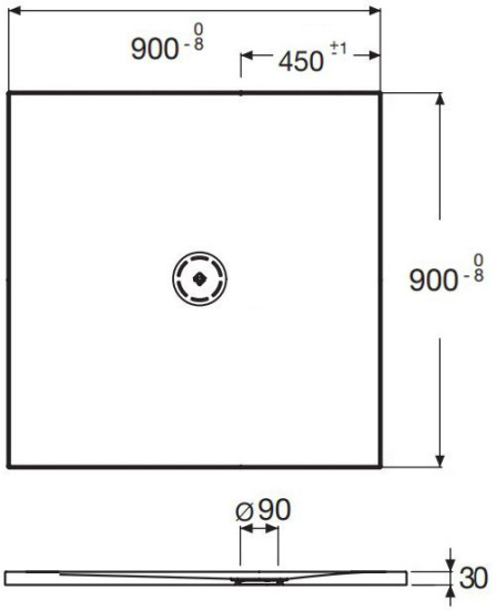 Поддон для душа Jacob Delafon Singulier 90х90 жемчужно-белый с сифоном