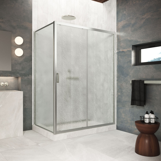 Душевой уголок Vegas Glass ZP+ZPV Protec 140*80 04 02, профиль никель, стекло шиншилла