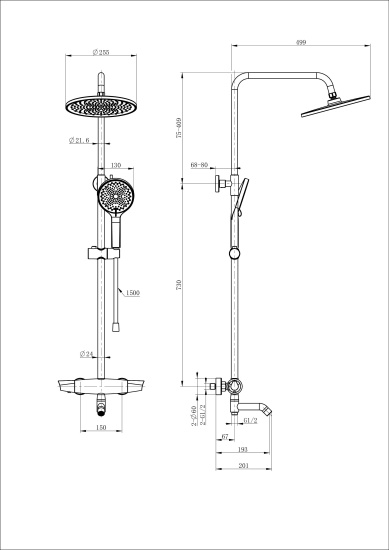 Душевая стойка Wonzon & Woghand Capsule WW-B3031-A2-CR с термостатом